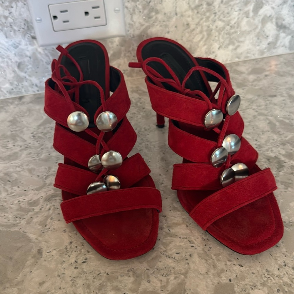 Alexander Wang Allegra Suede Strappy Mule Sandals